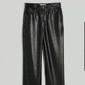 NWT Madewell Perfect Vintage Straight Jean Faux Leather Black 29 Regular